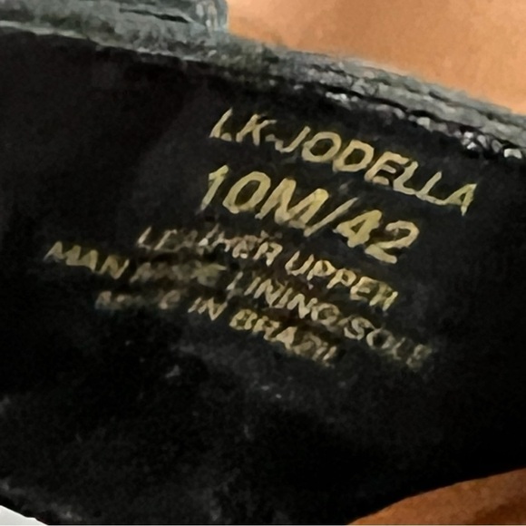 🌻NEW LUCKY BRAND Women's Jodella Black Leather Wedge Sandals Size 10 - Picture 13 of 14